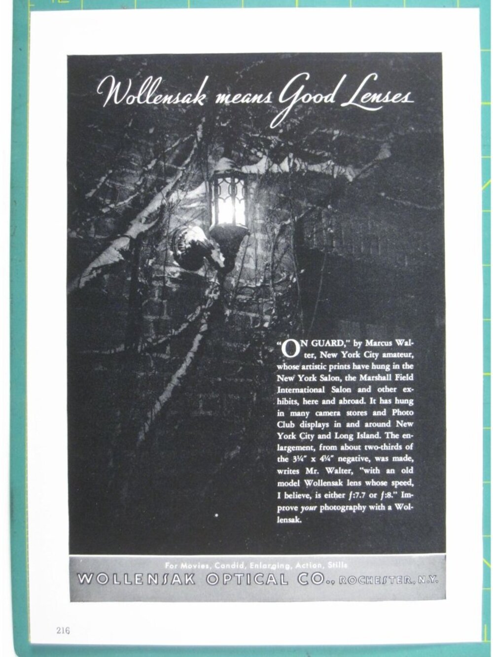 Print Ad Wollensak Good Lenses Vintage Photography Equipment Advertisement 1940s
